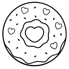 Love-Themed Donut Vector Line Art