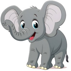 Fototapeta premium Cute Cartoon Elephant with Big Ears and Cheerful Expression