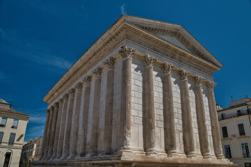 Fototapeta premium Roman temple Maison Carrée, Nîmes, Occitania region, southern France 