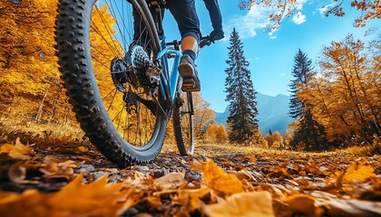 Mountain biker autumn trail