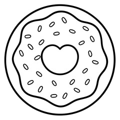 Love-Themed Donut Vector Line Art