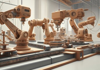 Fototapeta premium Advanced robotic arms in a modern manufacturing facility