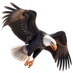 Fototapeta premium Majestic Eagle Soaring with Outstretched Wings in Vivid Colors
