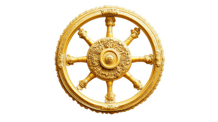 Obraz premium Buddhist Dharma Wheel isolated on white background