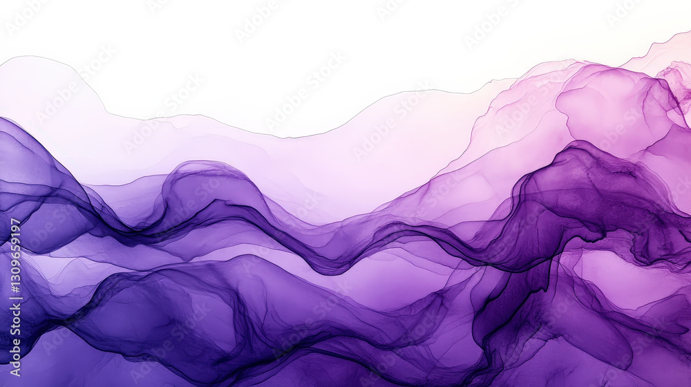 Poster Soft waves in varying shades of purple and lavender blend seamlessly, creating a calming and ethereal visual effect