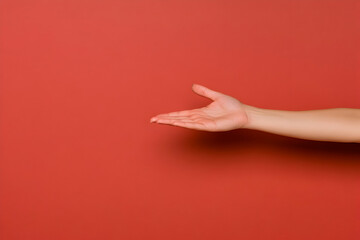 Red Background Image with Open Hand Gesture
