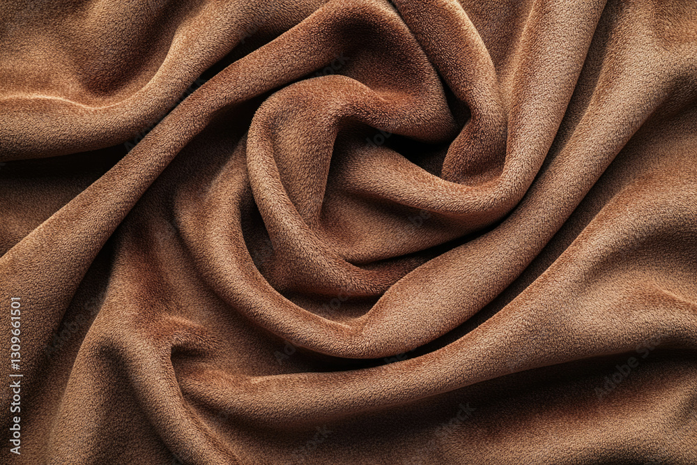 Poster close-up view of brown fabric, showcasing its texture and soft drape.