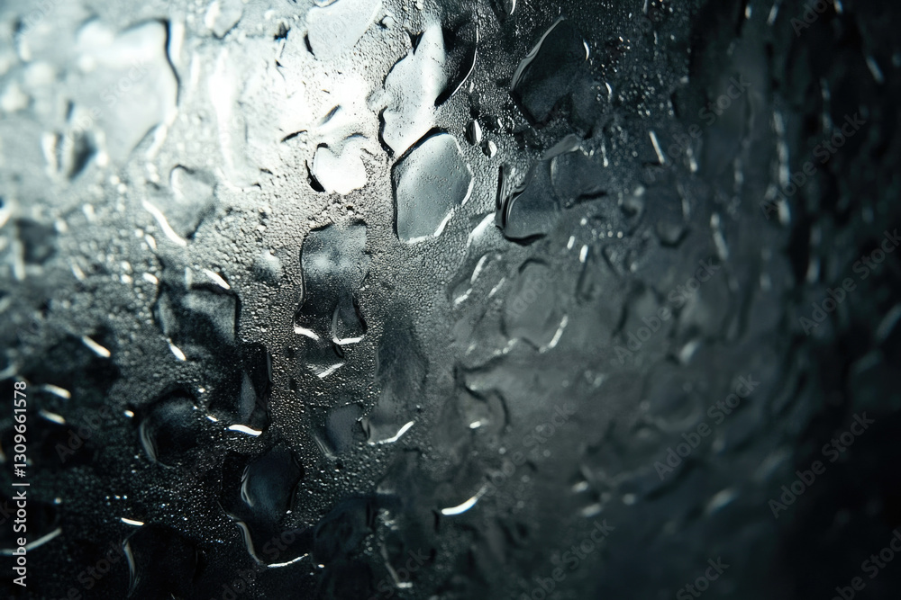 Poster Close-up of water droplets on a glass surface, creating an abstract texture.