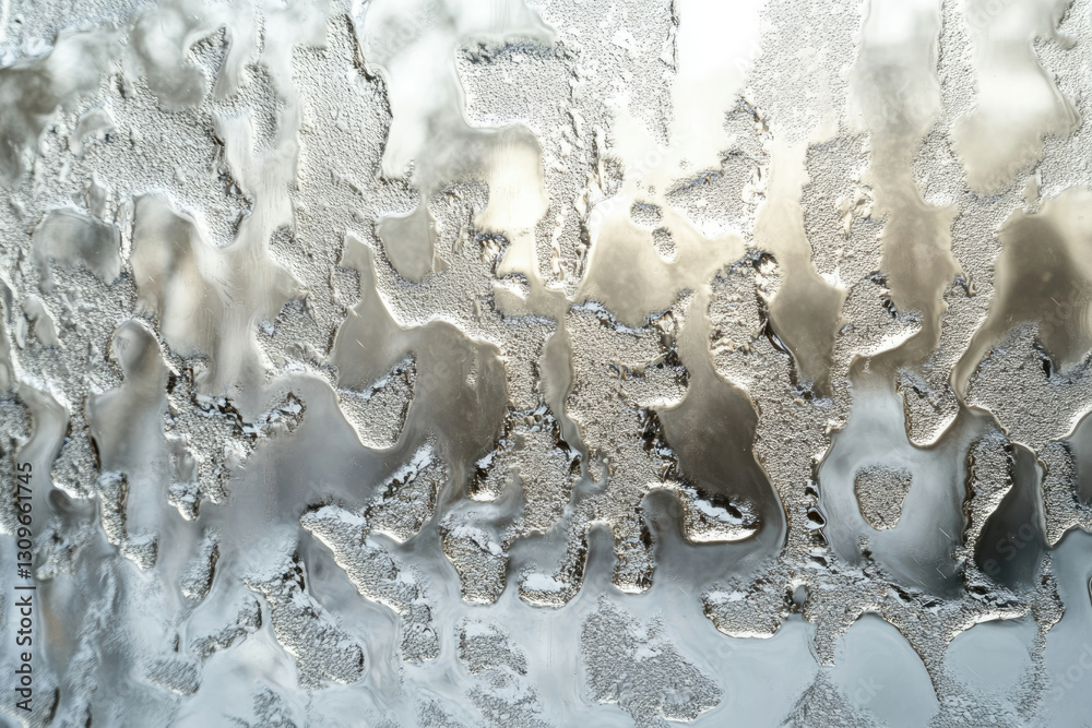 Poster abstract frosty patterns on a glass surface, creating a unique texture and design.
