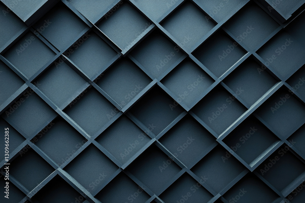 Aufkleber Abstract dark teal geometric pattern of overlapping squares creating a grid-like texture.