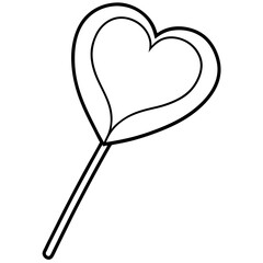Minimalist Heart Lollipop Line Art with Sweet Swirls