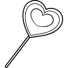 Minimalist Heart Lollipop Line Art with Sweet Swirls