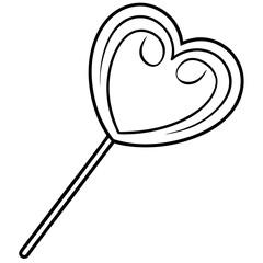 Minimalist Heart Lollipop Line Art with Sweet Swirls