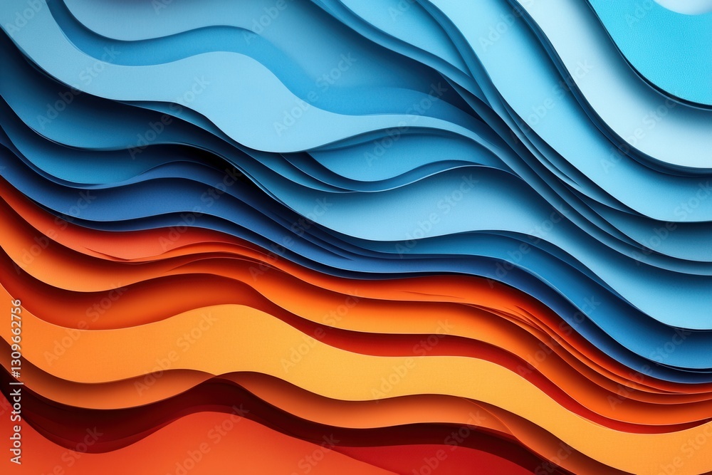 Leinwandbilder Dynamic paper art design illustrating global political changes with layered waves in smooth gradient tones Generative AI