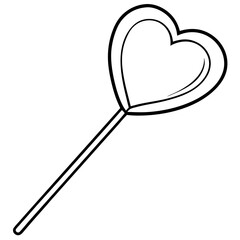 Minimalist Heart Lollipop Line Art with Sweet Swirls
