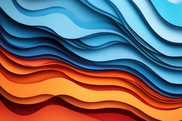 Fototapeta premium Dynamic paper art design illustrating global political changes with layered waves in smooth gradient tones Generative AI