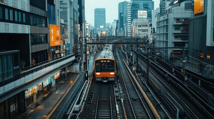 Urban Train Journey, A Glimpse into Tokyo's Vibrant Cityscape