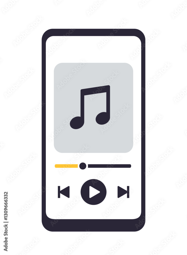 Poster app interface template. graphic user interface of mobile app or widget for listening to music, audio