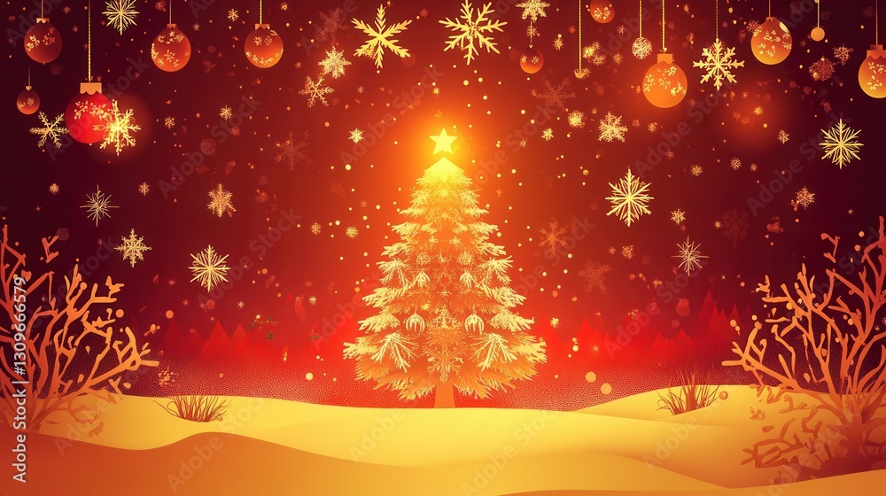 Aufkleber christmas paper cutout with glowing tree and festive decorations creating a warm holiday atmosphere 