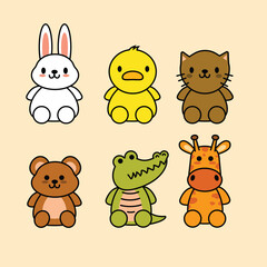 Set of Cute Cartoon Animals Collection