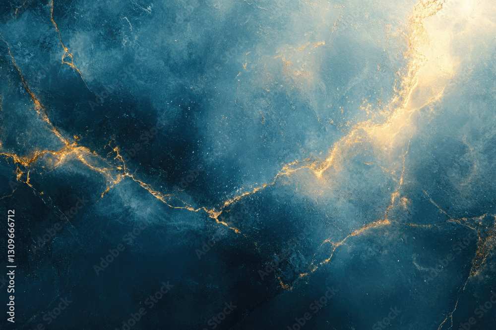 Poster abstract teal and gold marble texture with swirling patterns and veins.