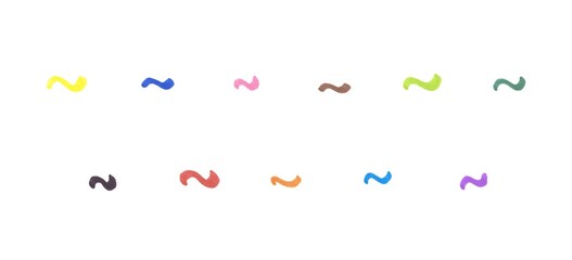 Tilde Symbol Set, Hand-drawn Colorful Marker Glyphs on White Background