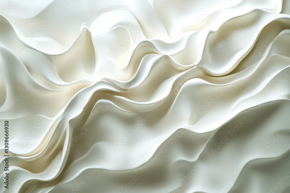 Poster abstract image of flowing, creamy white fabric, creating soft, undulating waves and folds.