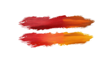 Vibrant Red and Orange Paint Strokes on Transparent Background Creative Texture for Art and Design Projects