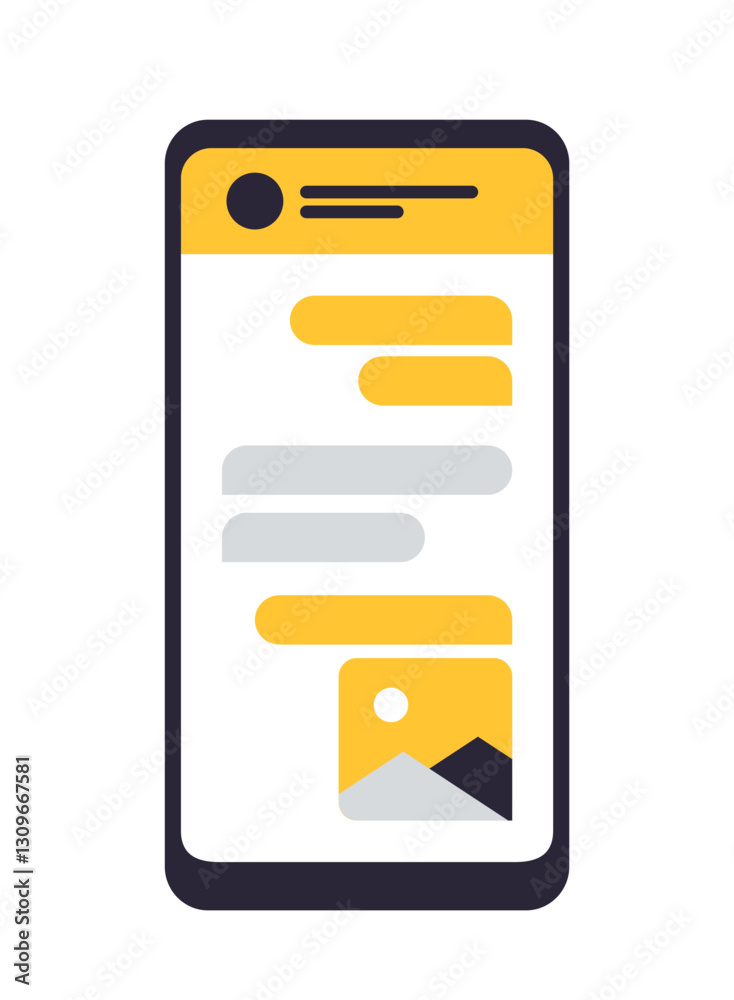 Poster app interface template. graphical user interface of mobile app or messenger for online communication