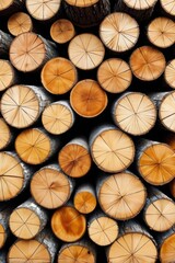 Fototapeta premium a close up of a pile of cut logs with a black background