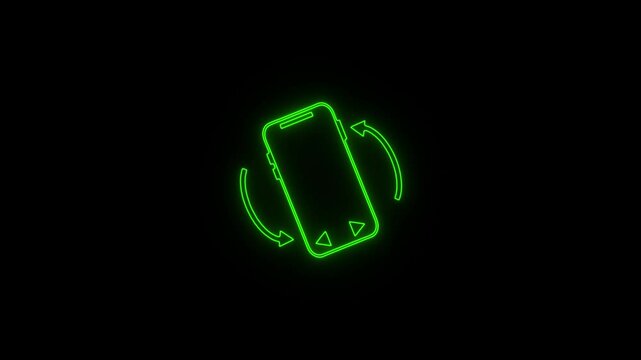 Glowing neon rotate phone animation perianth rotate your phone landscape portrait for better experience 4k social media videos.
