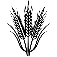 wheat line art isolated on white background 
