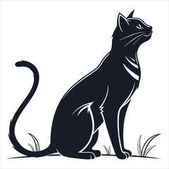 silhouette cat white background
