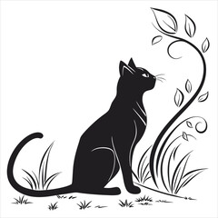 silhouette cat white background
