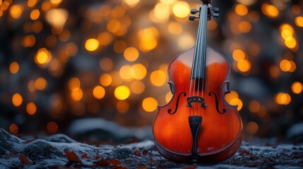 A warm, wintery backdrop with a classic double bass
