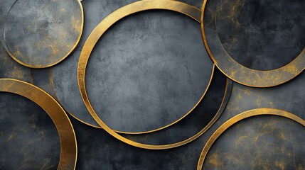 Abstract Dark Gray Gold Circles Elegant Texture Background Design Modern Luxury Premium Geometric Pattern Wall Art Decorative Overlay Digital Graphic 