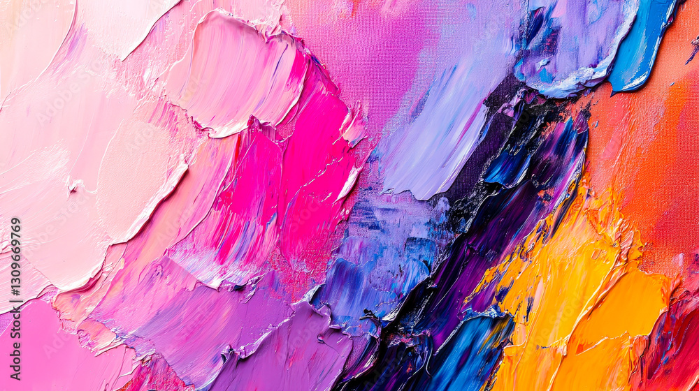 Poster this artwork captivates with its vibrant colors and thickly applied layers, featuring a striking ble