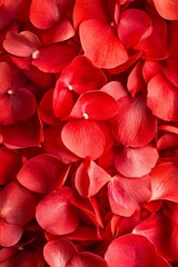 Naklejka premium Vertical Close-up of vibrant red flower petals in bloom.