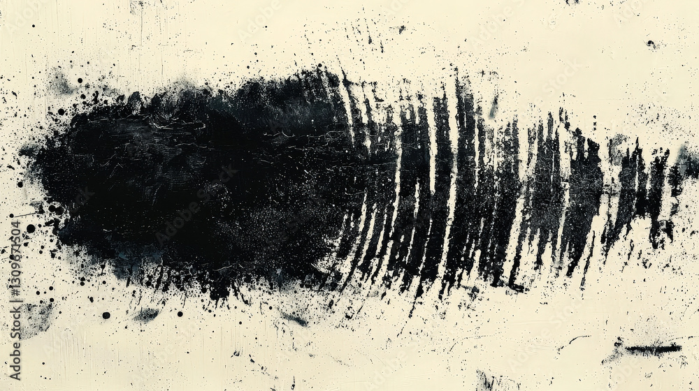Poster This artwork features an expressive blend of black and white textures, highlighting unique patterns created by varied brush strokes and splatters on canvas