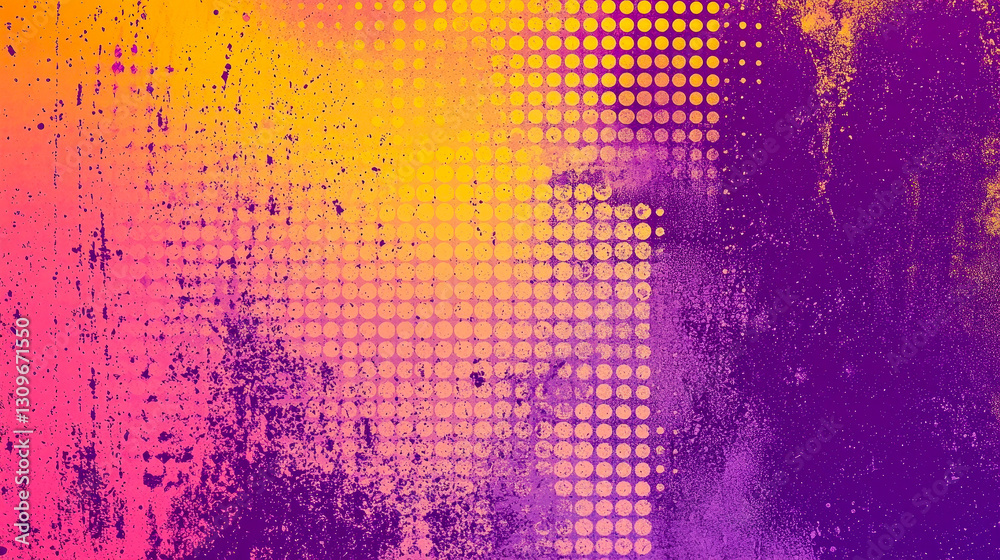 Fototapete Vibrant oranges and purples blend in a textured design, creating an eye-catching abstract pattern that captures attention