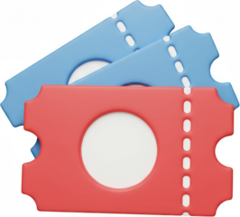 Stack of Red and Blue 3D Rendered Tickets Event Admission Pass Mockup