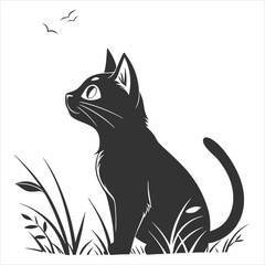 silhouette cat white background