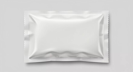 Sealed white packet lies flat on clean neutral surface for freshness