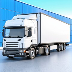 Heavy duty truck parked on roadside with a clear sky and open landscape in the background under bright sunlight