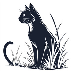 silhouette cat white background