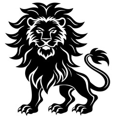 Fototapeta premium lion silhouette vector icon white background