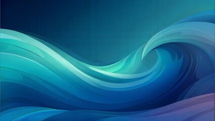 Abstract Ocean Wave Design in Deep Blue and Turquoise