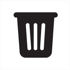 Flat Black and White Garbage Bin Symbol 