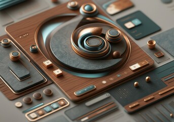 Abstract mockup of a modern user interface design with circular elements