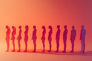 Orange Paper Silhouettes in a Line Hopeful Community